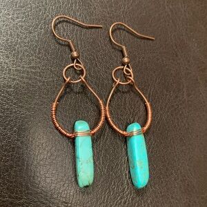 ⭐️2/$10 Copper Wire Wrapped Turquoise Handcrafted Earrings